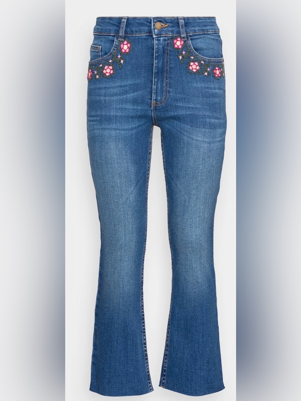 Desigual Embroidered Flare Crop Jeans NWT Size 36 EU Size 4US